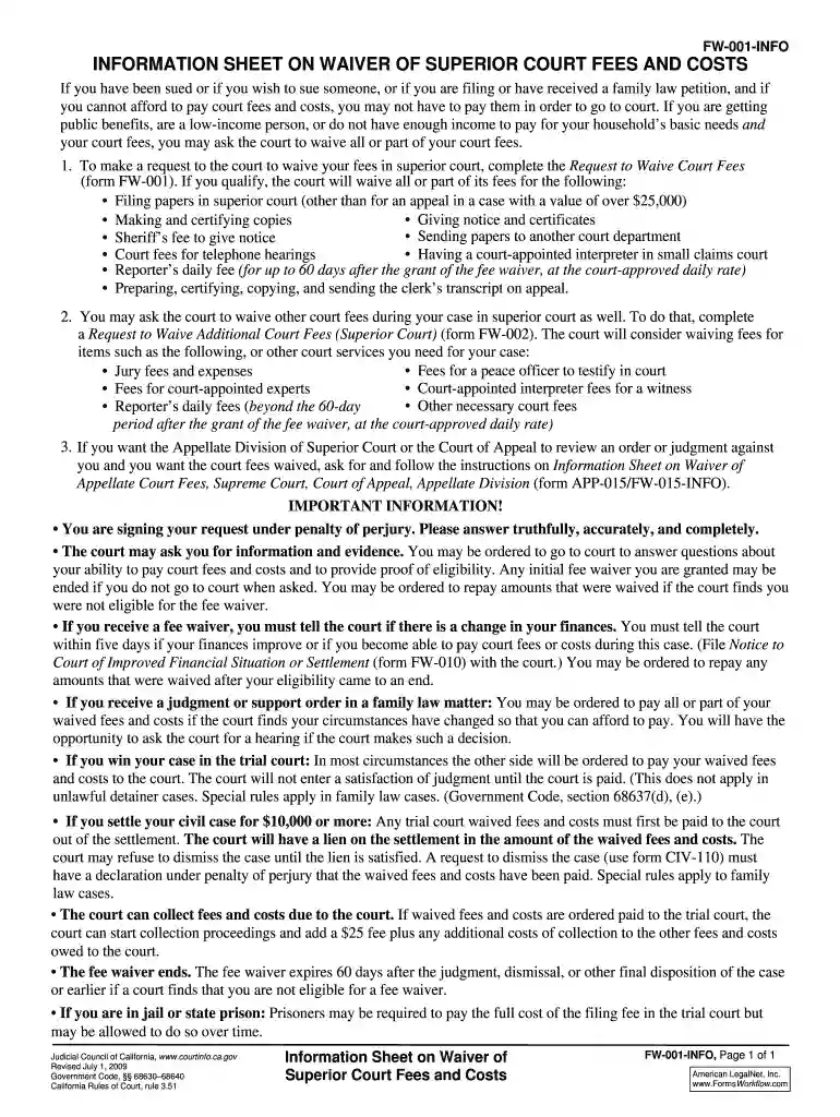 fw 001 info 2009 form Preview on Page 1