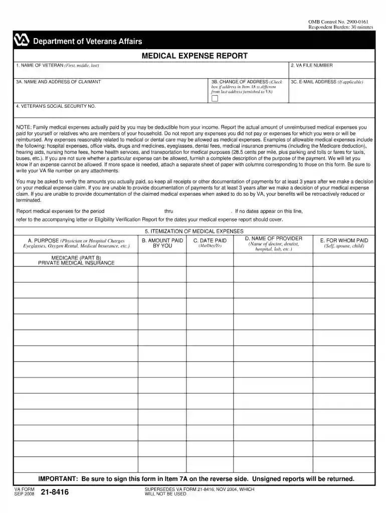 va form 21 8416 Preview on Page 1
