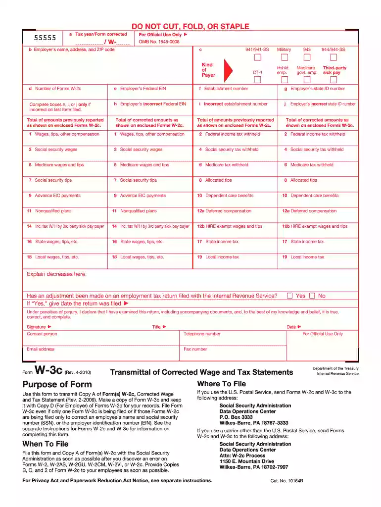 2010 form w 3c Preview on Page 1