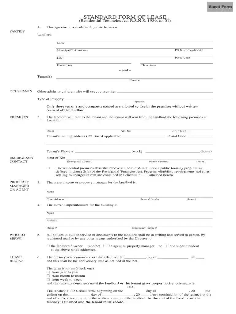standard lease landlord tenant Preview on Page 1