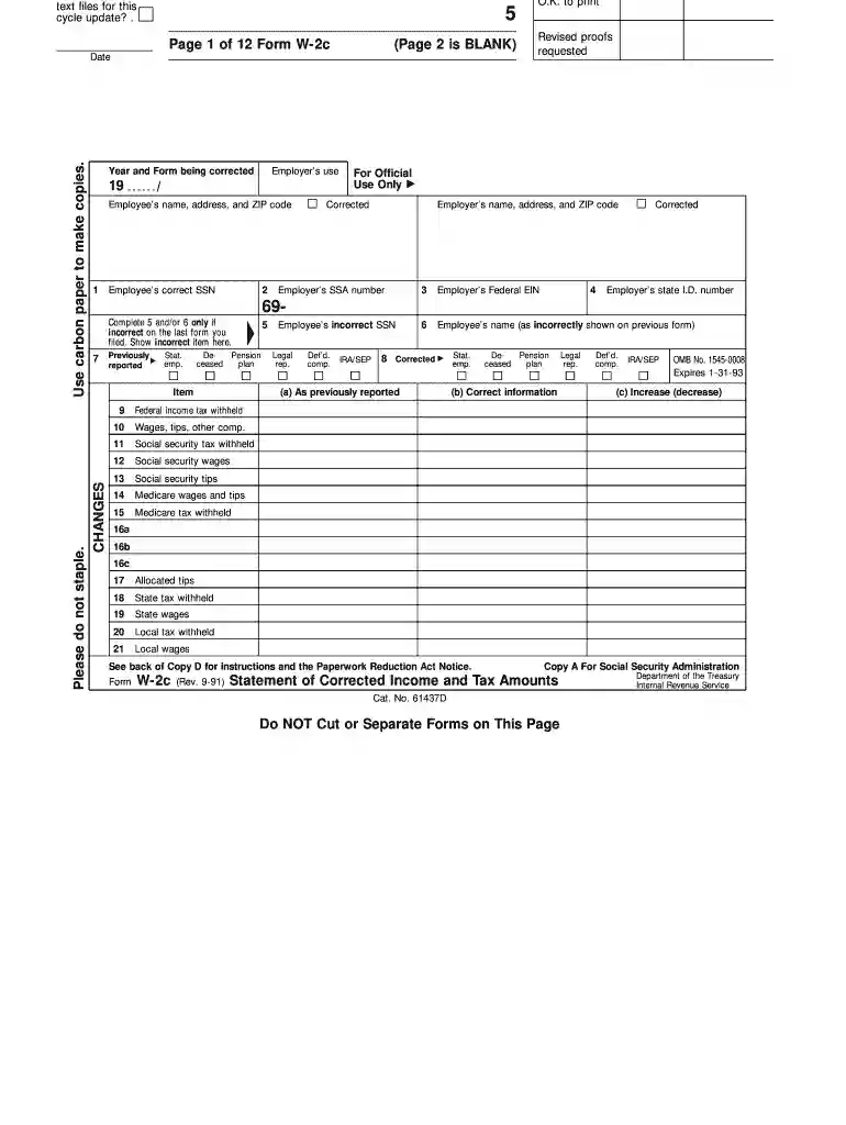 w2c 1991 form Preview on Page 1