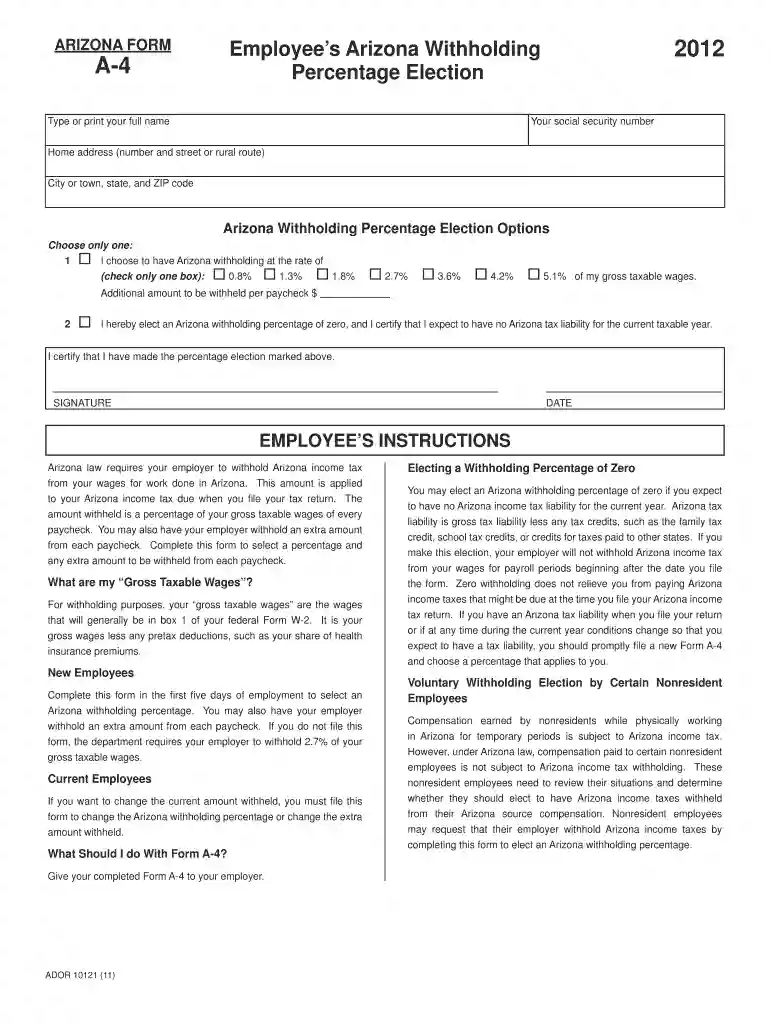 arizona a 4 2012 form Preview on Page 1