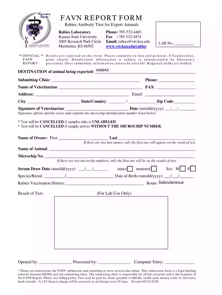 favn test results 2010 form Preview on Page 1