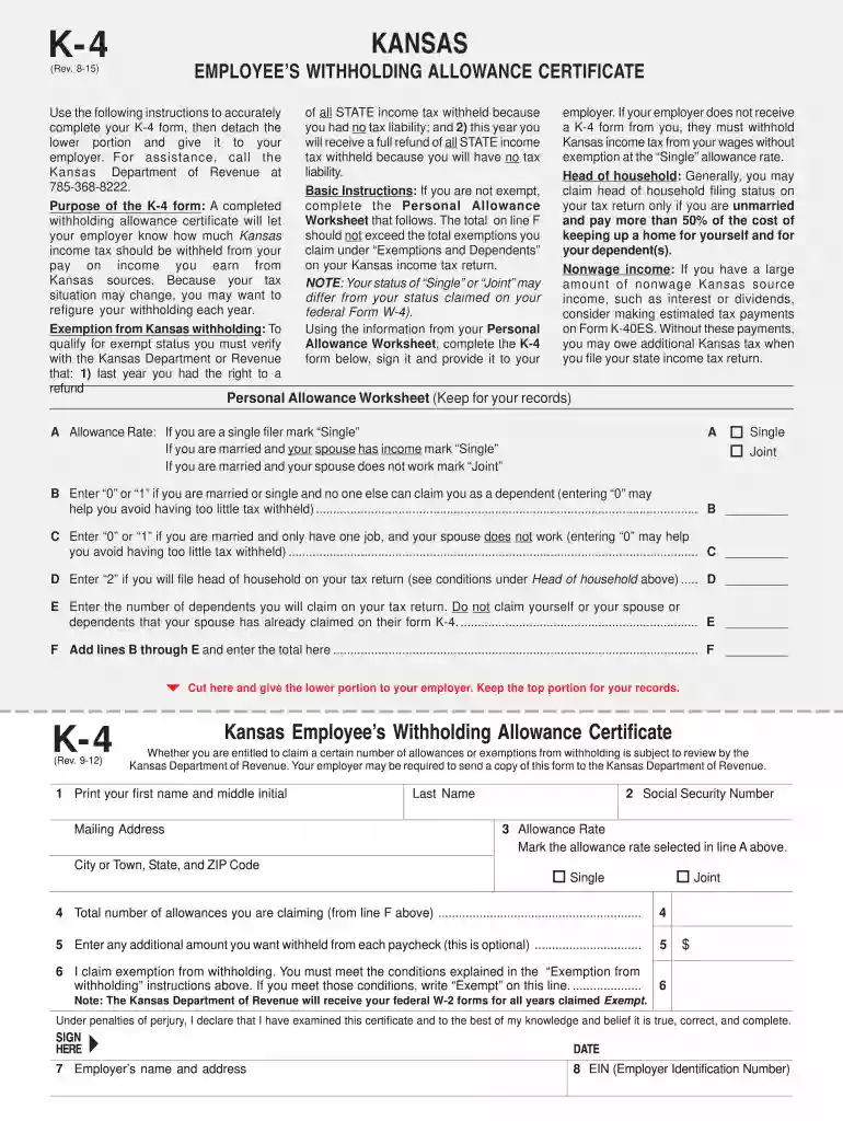 K 4 fillable form 2007 Preview on Page 1