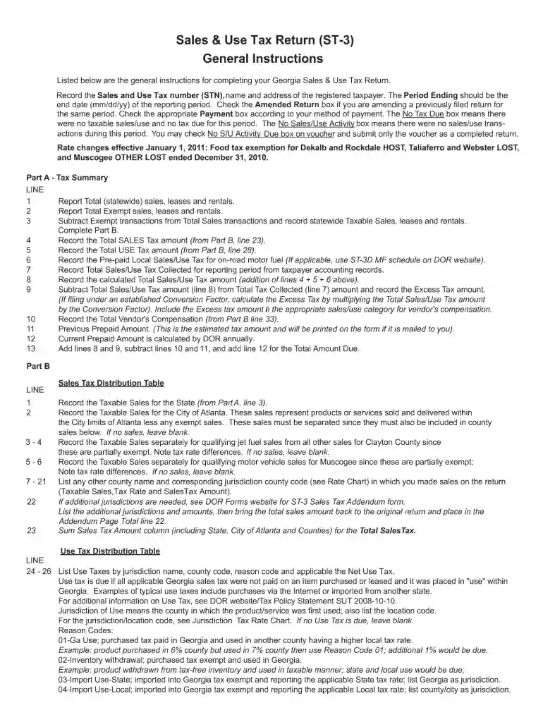 georgia sales tax form st 3 Preview on Page 1