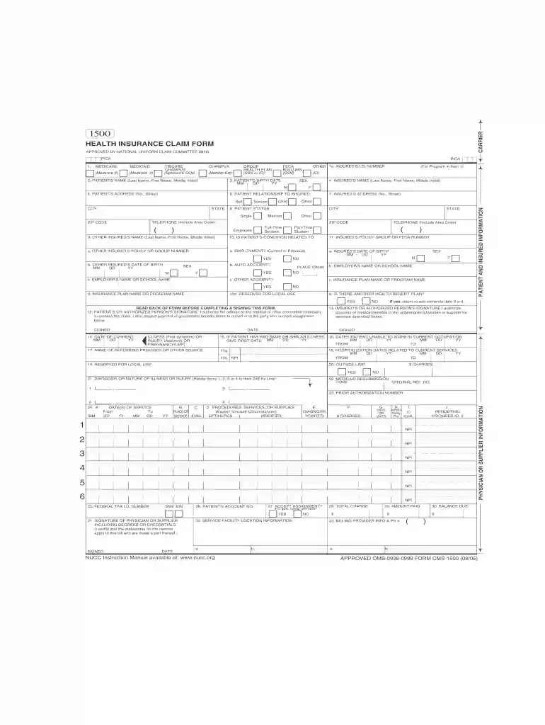 nucc 1500 claim form pdf Preview on Page 1