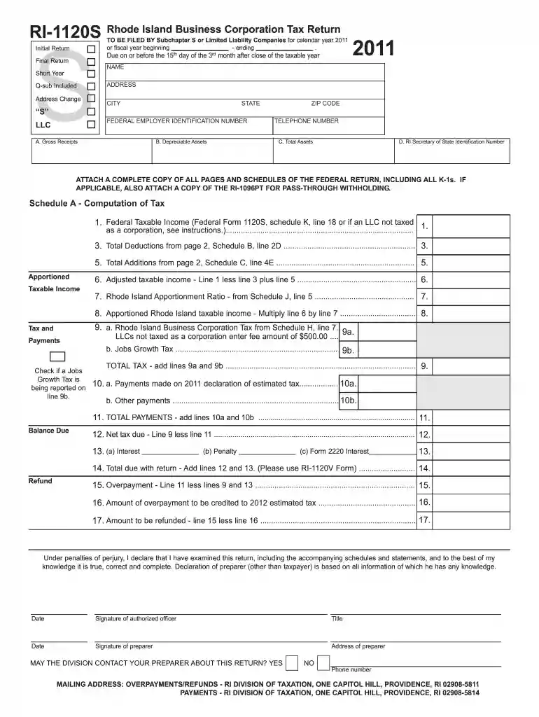2011 rhode island tax form Preview on Page 1