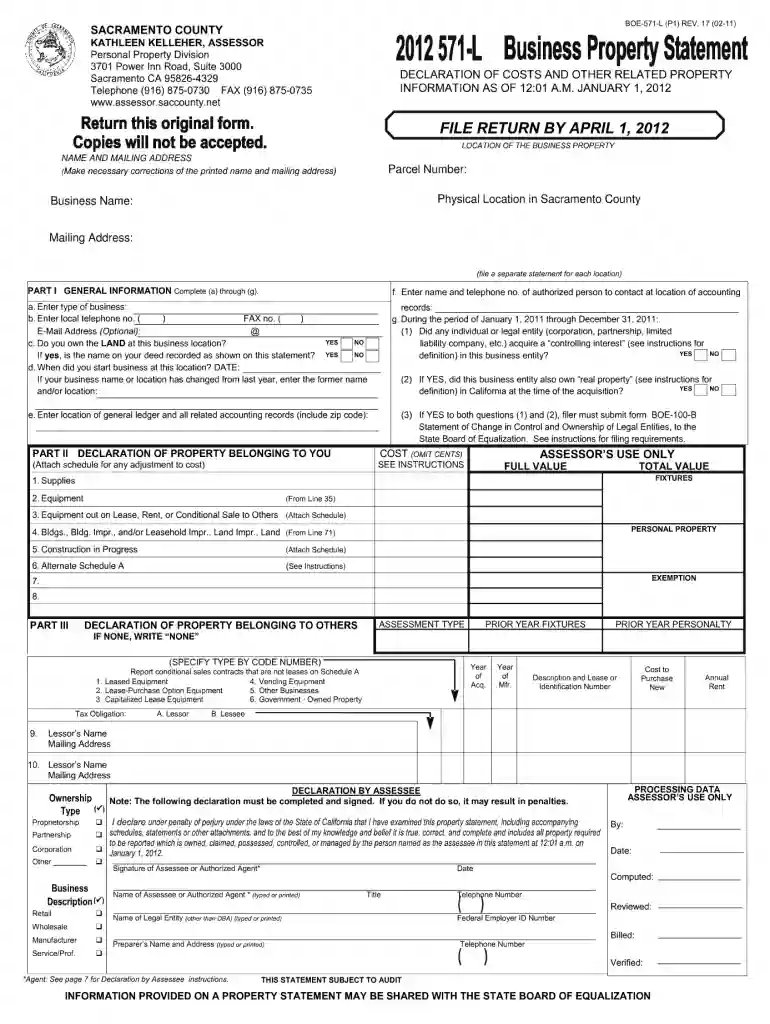 boe 571 l p1 rev 17 02 11 2012 form Preview on Page 1