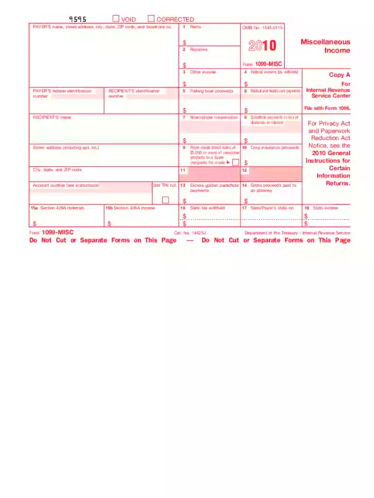 2010 1099 misc Preview on Page 1