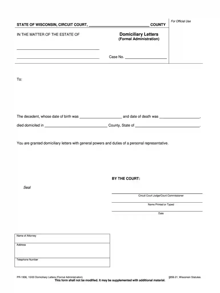 domiciliary letter Preview on Page 1