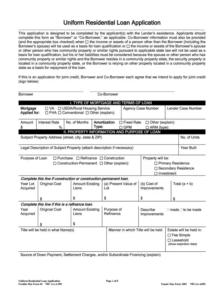 blank loan application Preview on Page 1