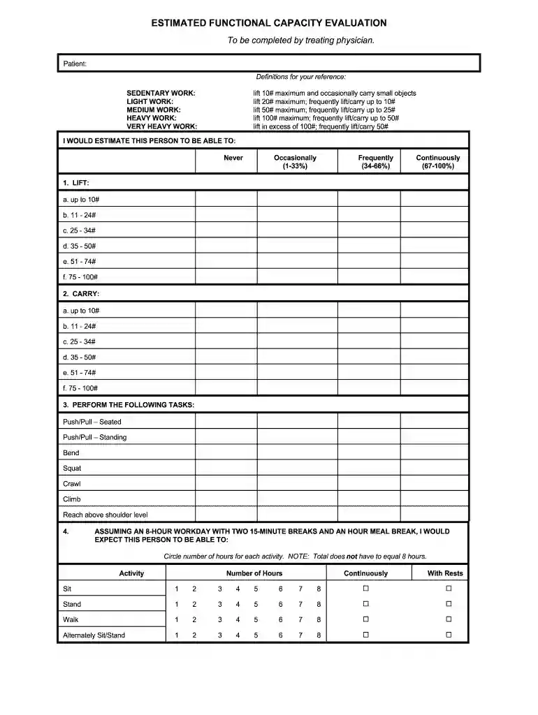 functional capacity evaluation Preview on Page 1