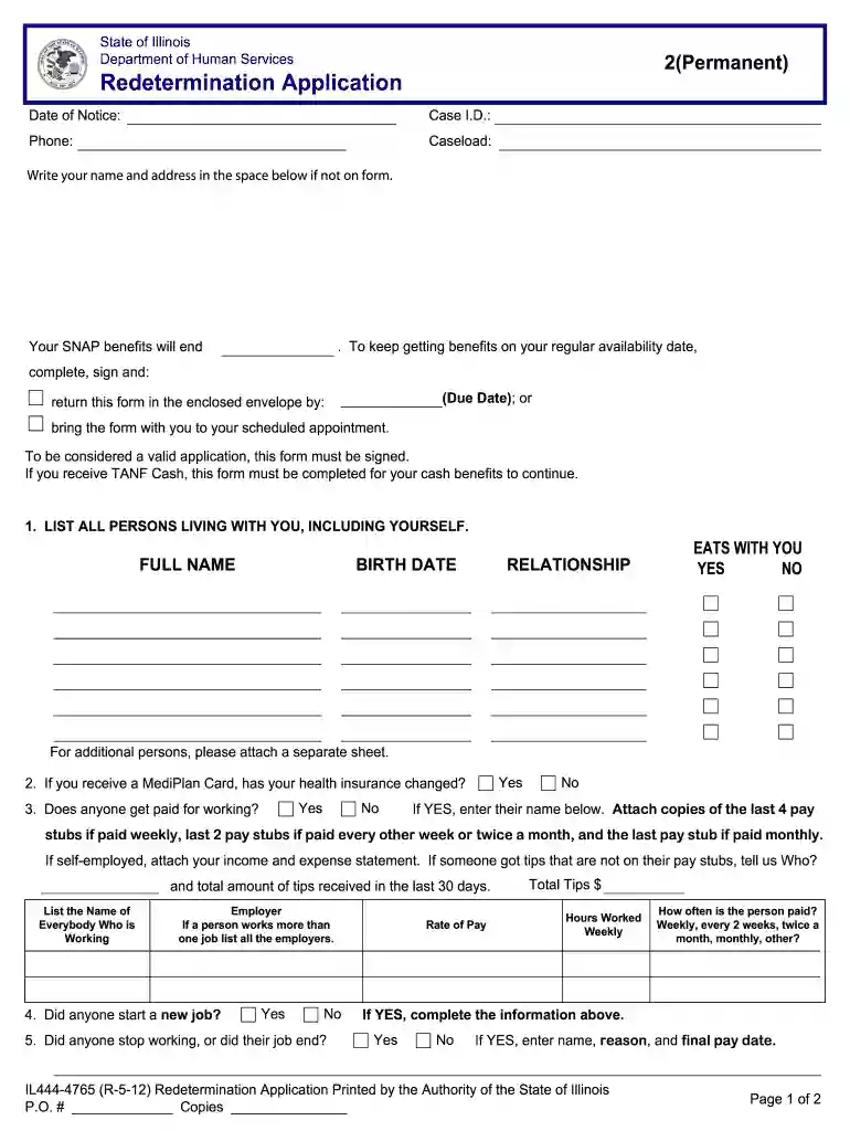 illinois food stamps 2011 form Preview on Page 1
