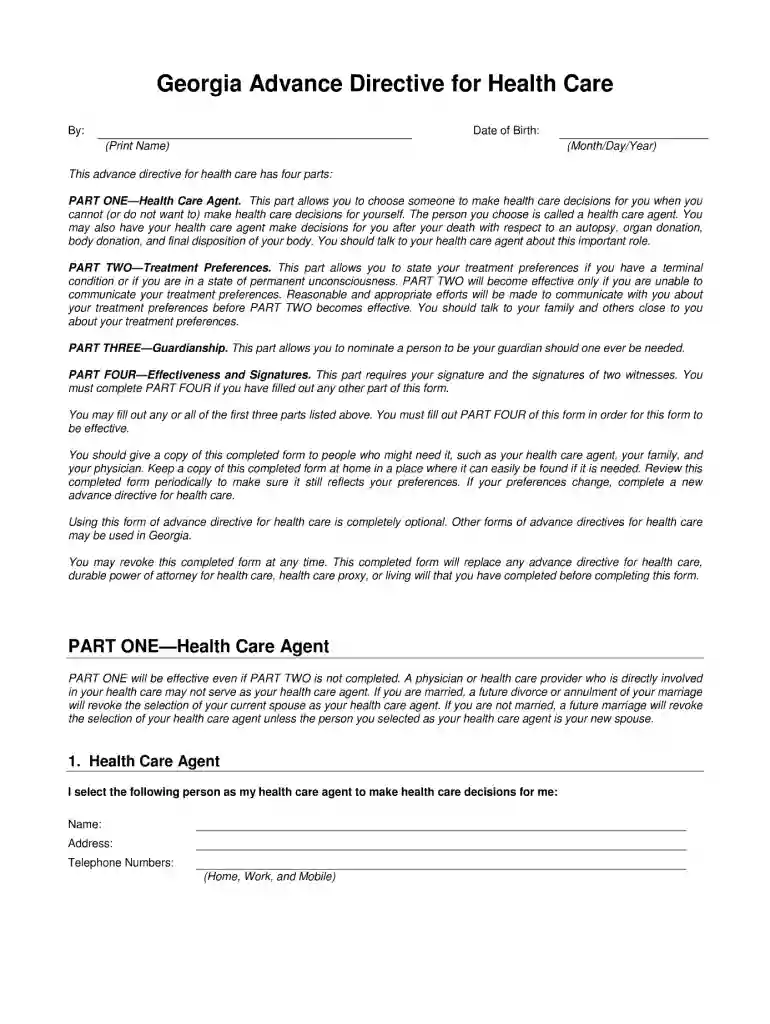 free health care surrogate form Preview on Page 1