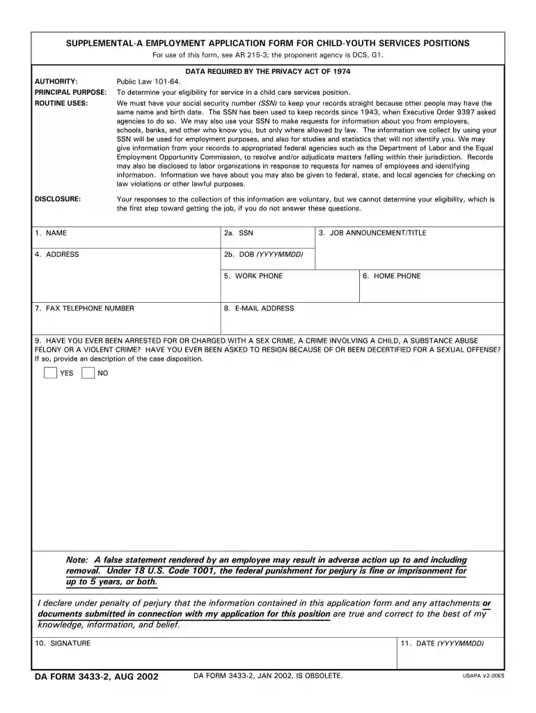 da form 3433 Preview on Page 1