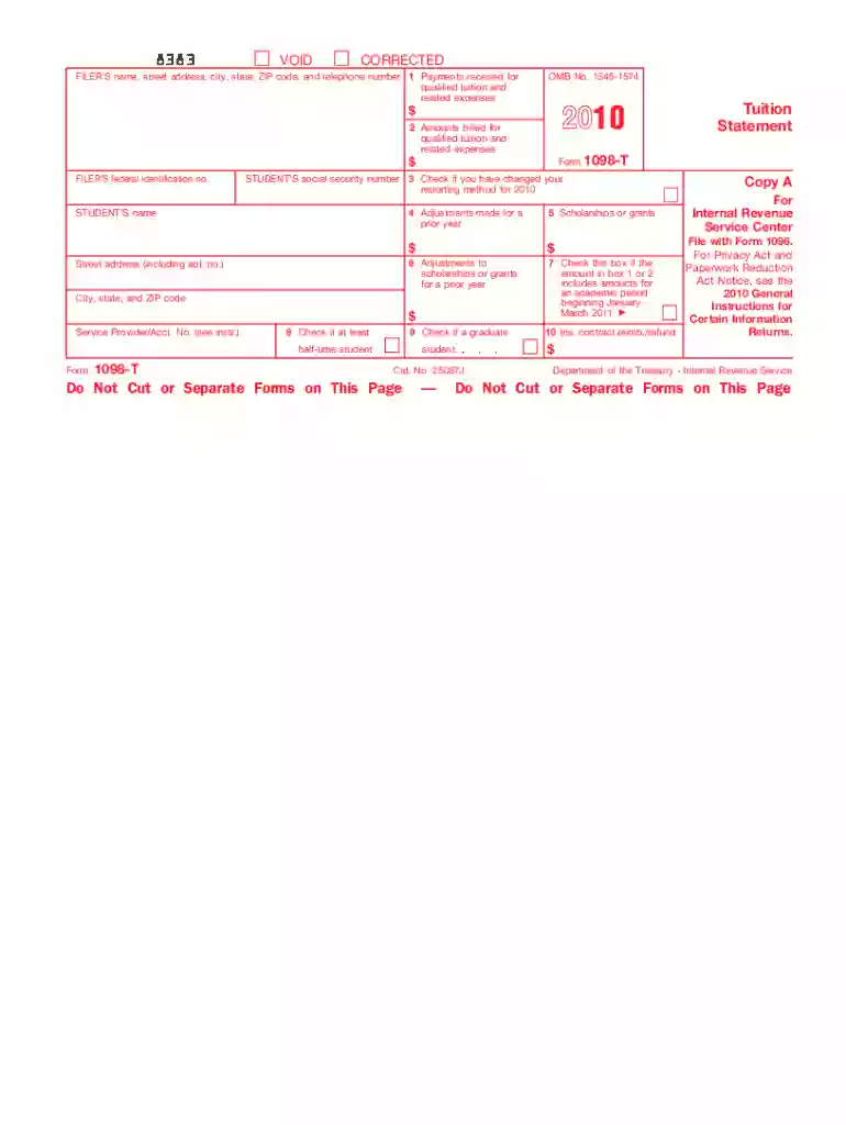 form 1098 t 2010 Preview on Page 1