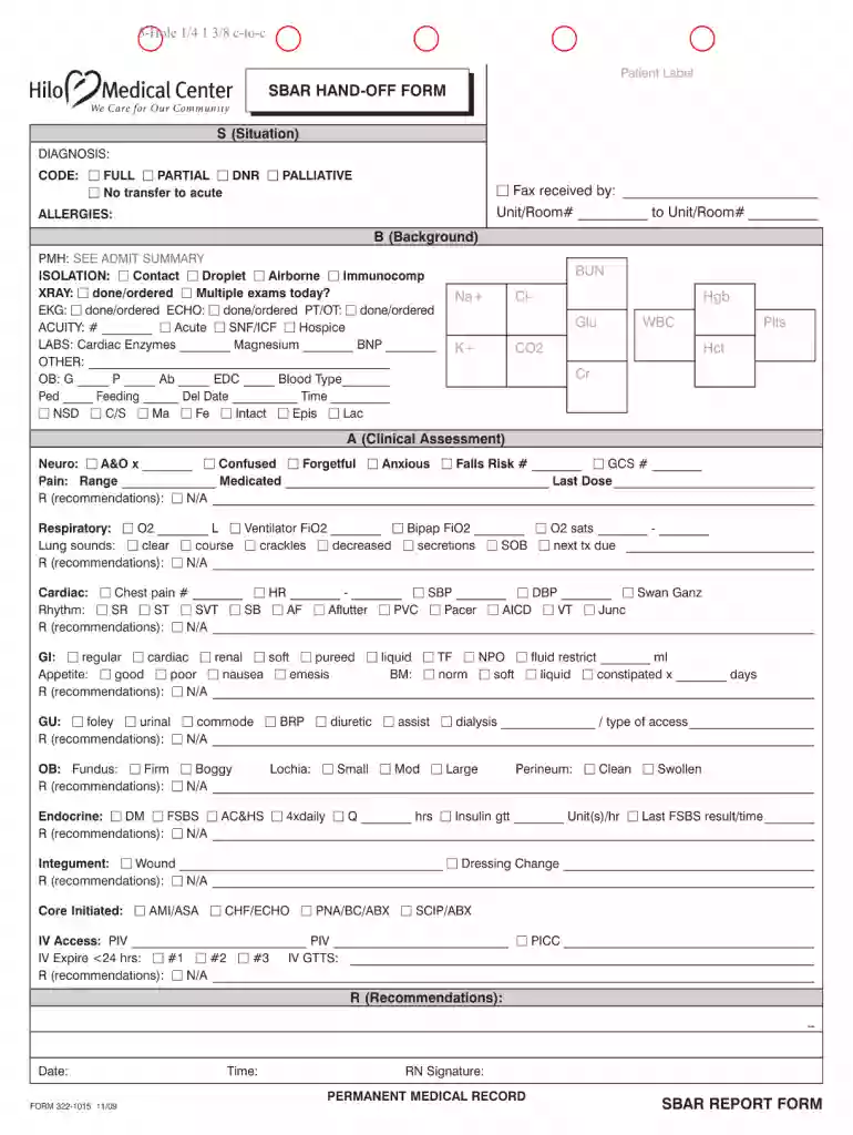 sbar example Preview on Page 1
