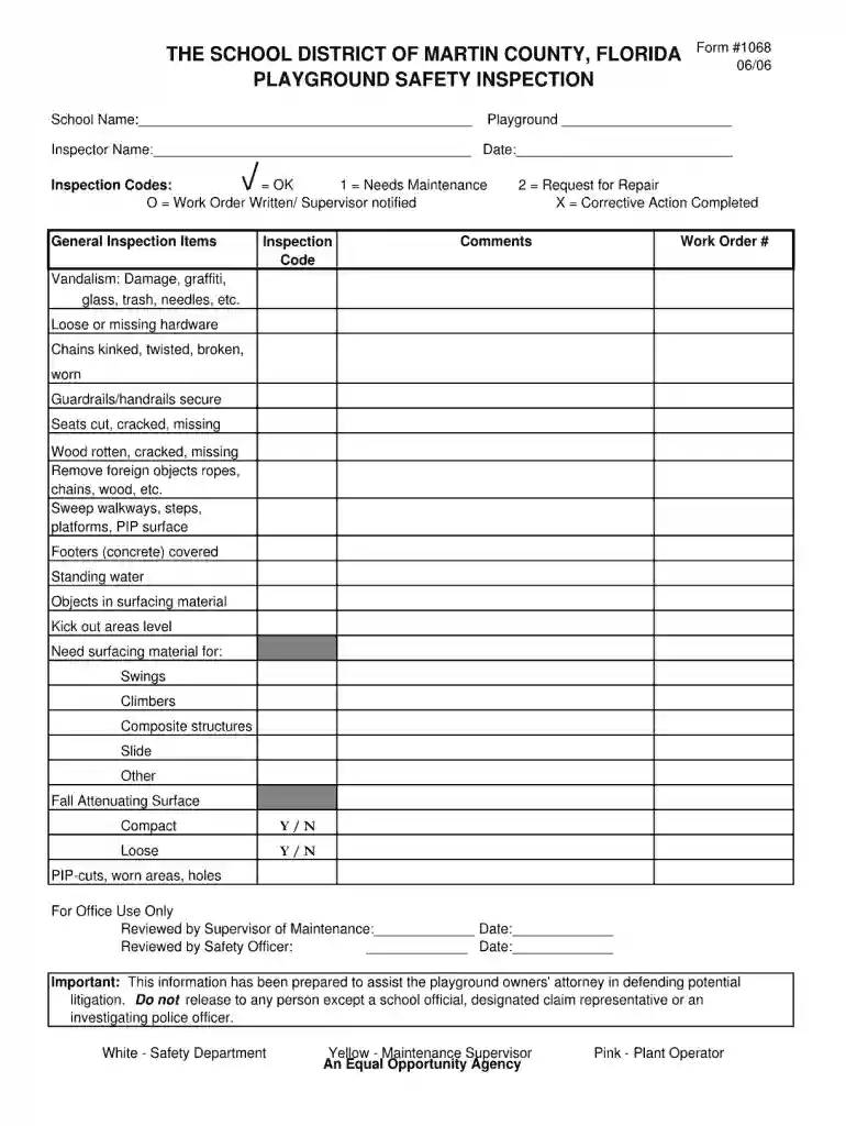 cpsi playground inspection form Preview on Page 1