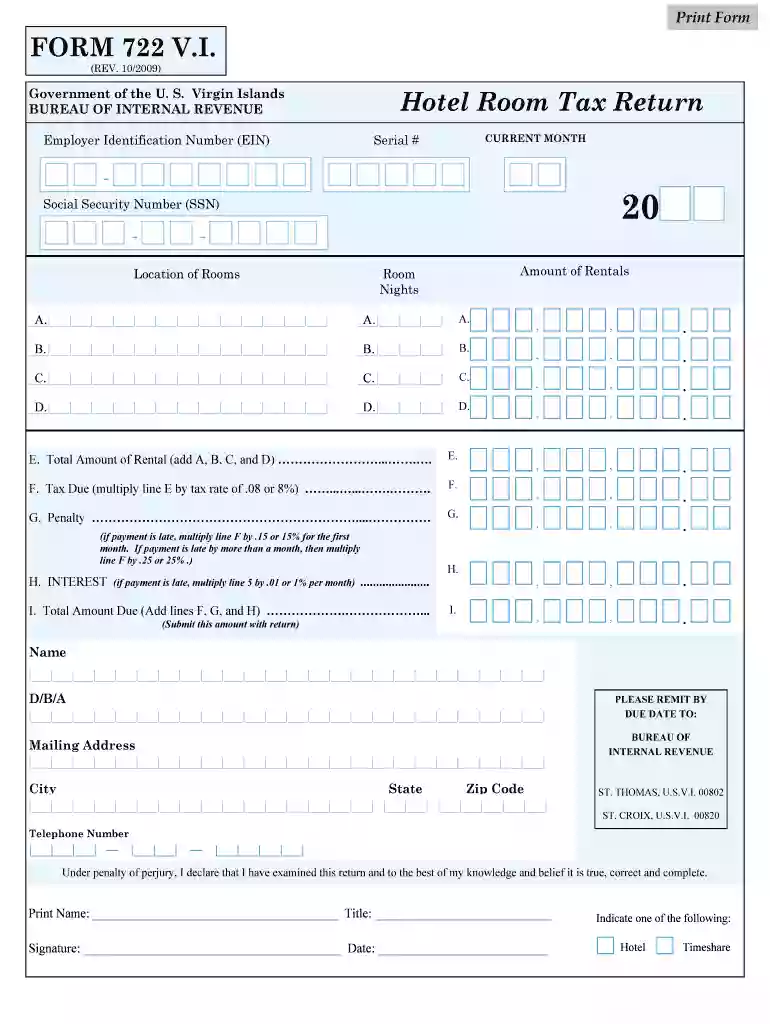form 722 vi 2009 Preview on Page 1