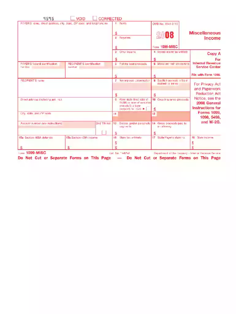 1099 misc 2008 Preview on Page 1