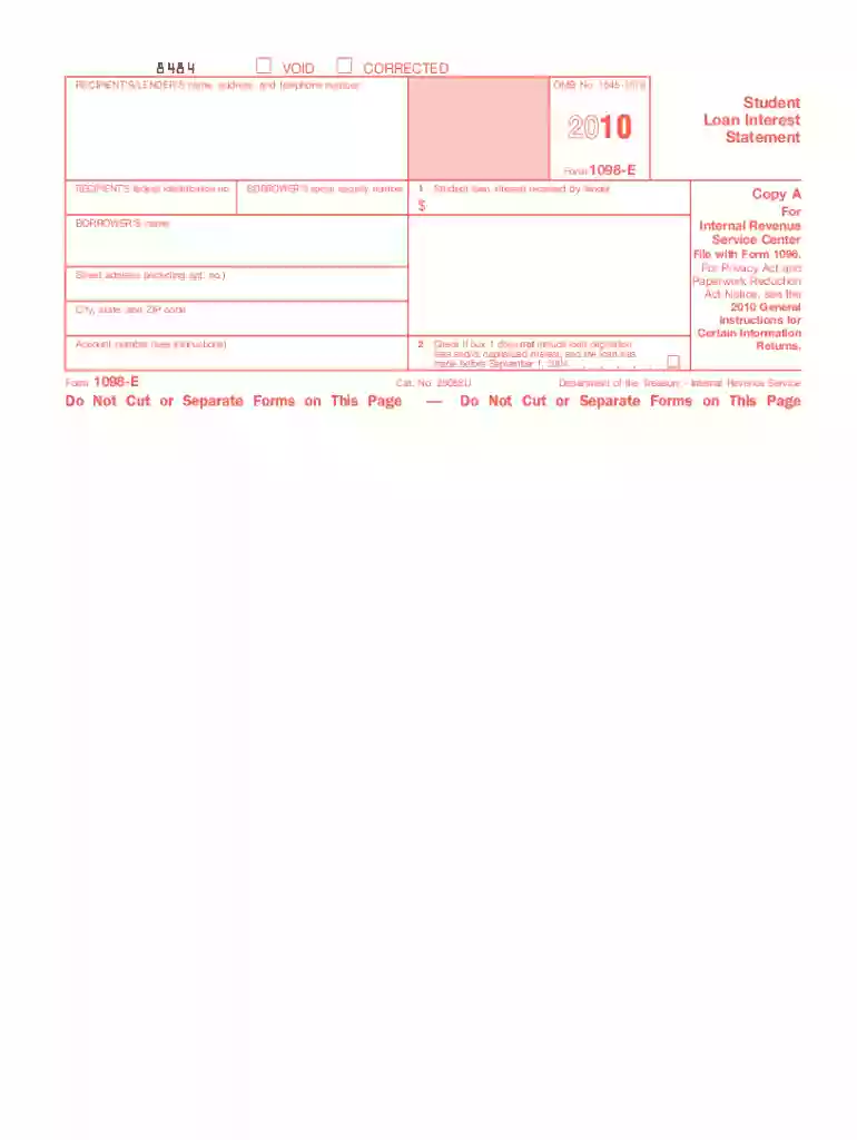 1098 int form editable 2010 Preview on Page 1