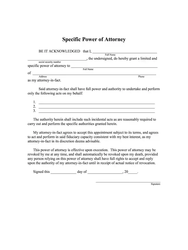 power of attorney Preview on Page 1