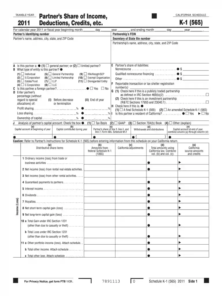 irs k 1 565 form printable 2011 Preview on Page 1