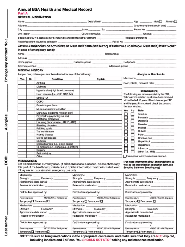 bsa medical forms a b c pdf 2023 Preview on Page 1