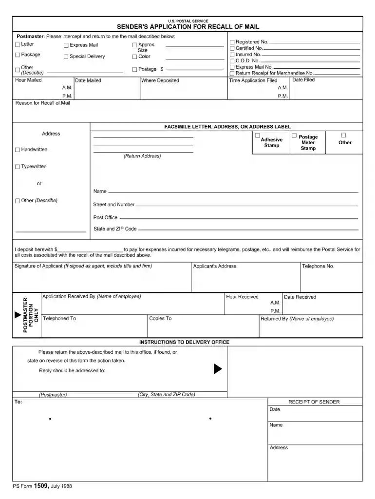 recall of mail form 1988 Preview on Page 1