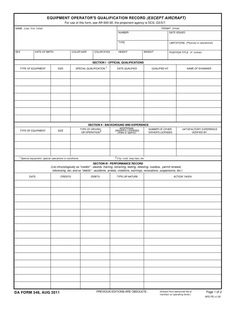 da form 348 Preview on Page 1