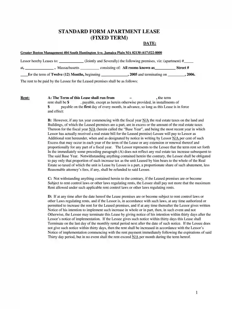 greater boston real estate board lease Preview on Page 1