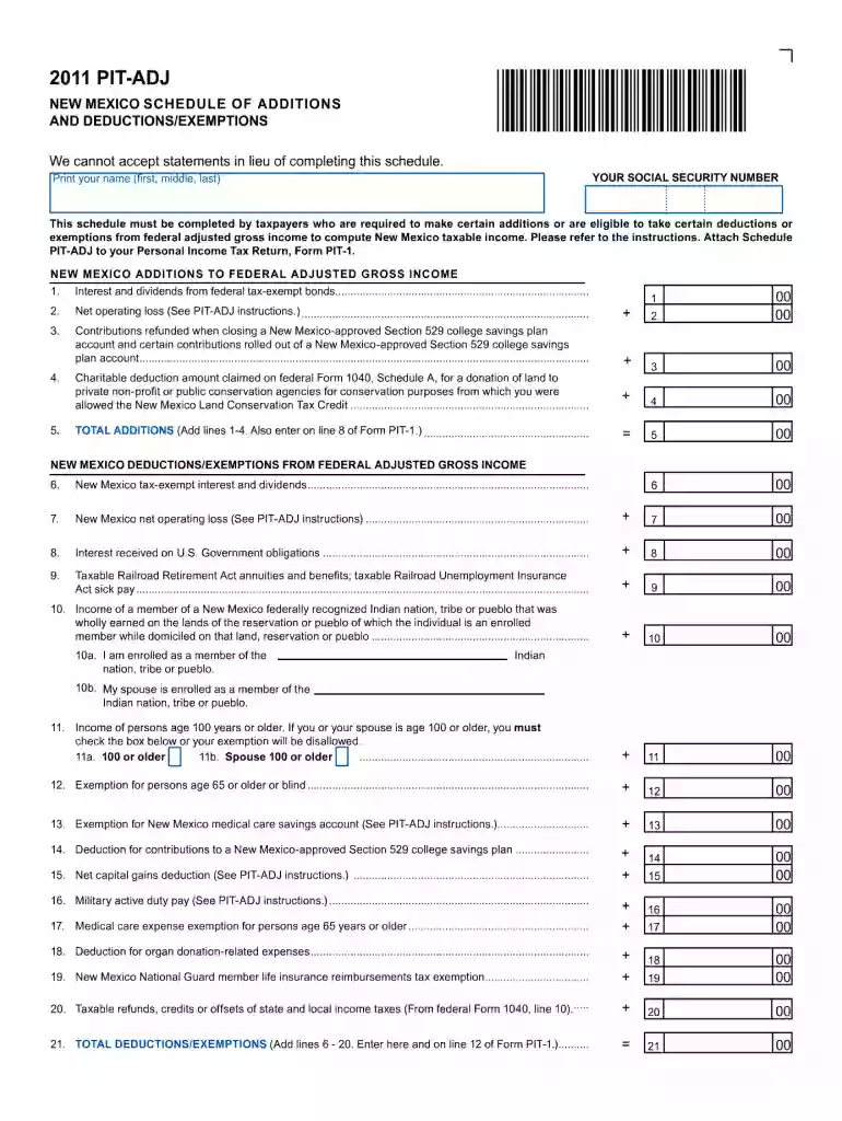 pit adj 2011 form Preview on Page 1