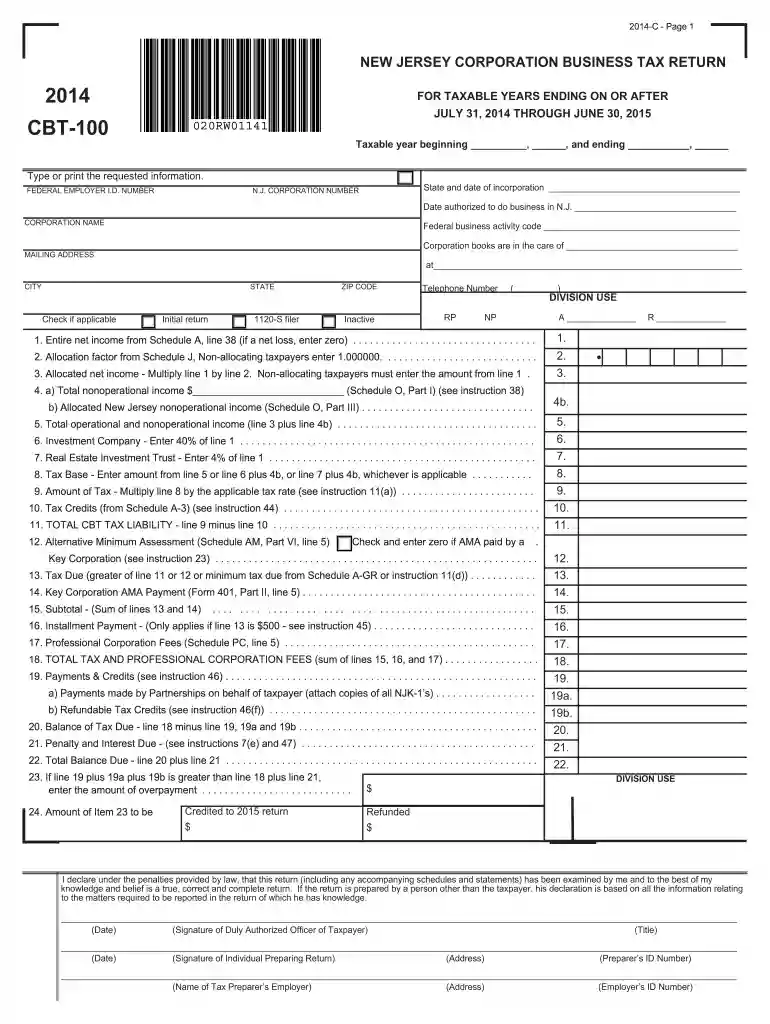 2011 cbt 100 form Preview on Page 1