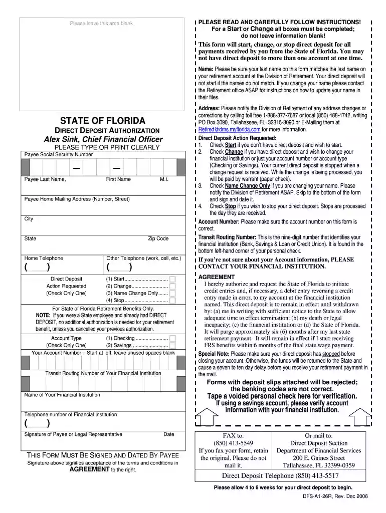 dfs a1 26r rev form florida 2006 Preview on Page 1