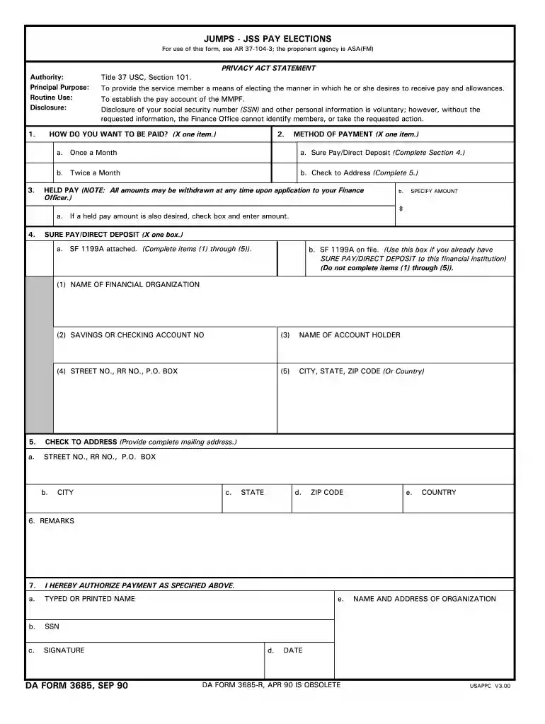 da form 3685 Preview on Page 1