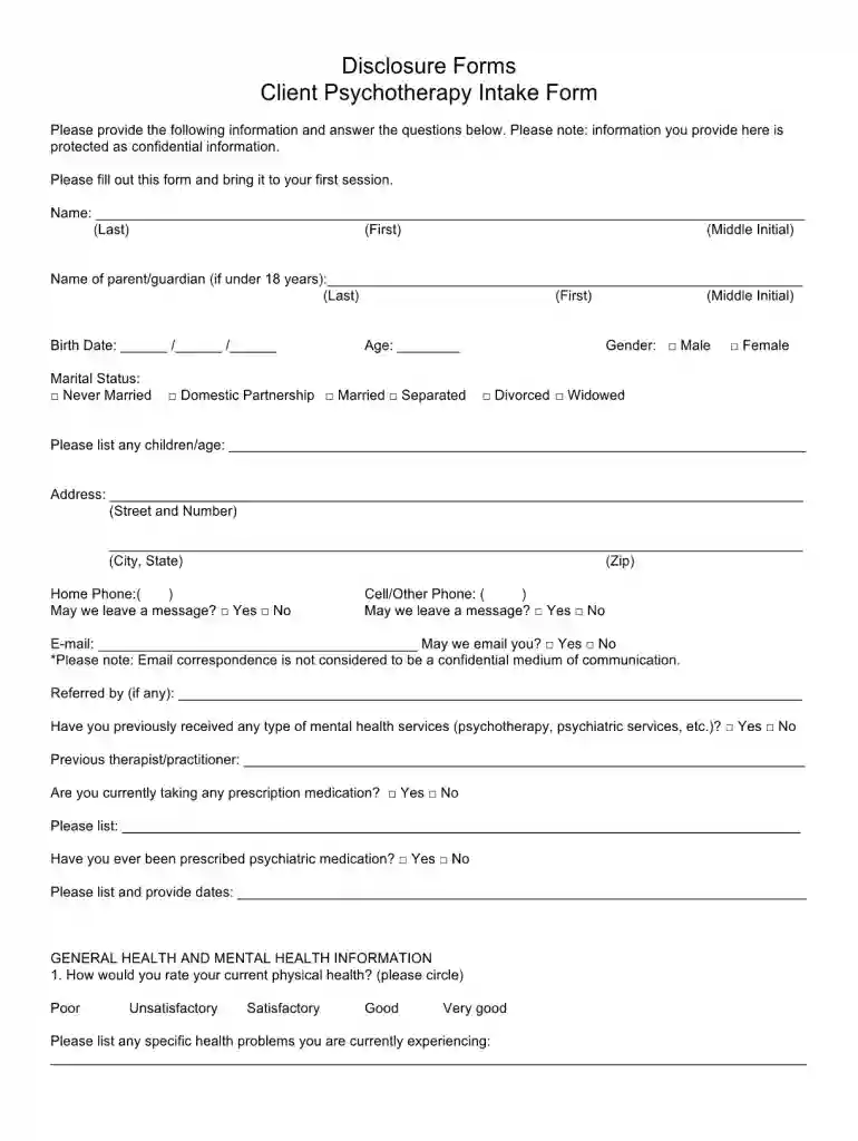 psychotherapy forms Preview on Page 1