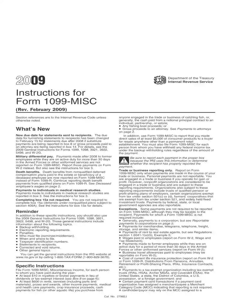 2009 1099 misc fillable form Preview on Page 1