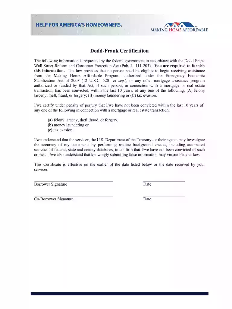 dodd frank certification Preview on Page 1