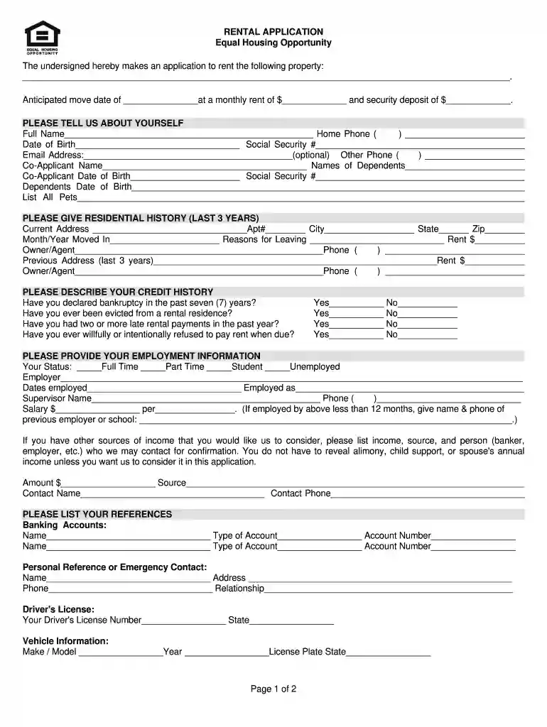 equal housing opportunity forms Preview on Page 1