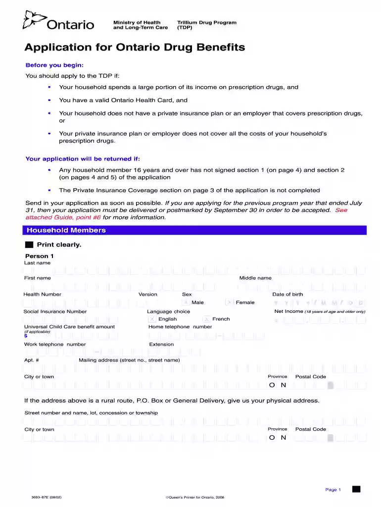 trillium drug program application Preview on Page 1