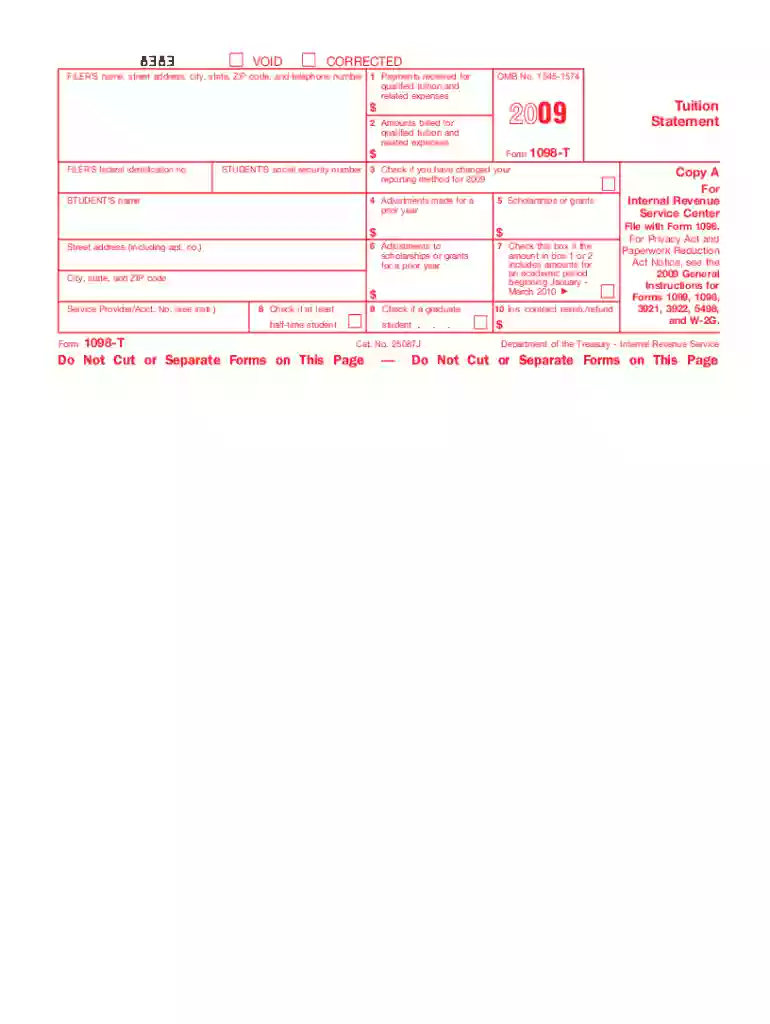2009 1098 t form Preview on Page 1