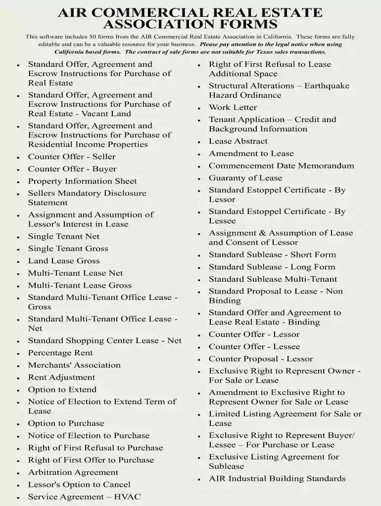 air commercial real estate forms free Preview on Page 1