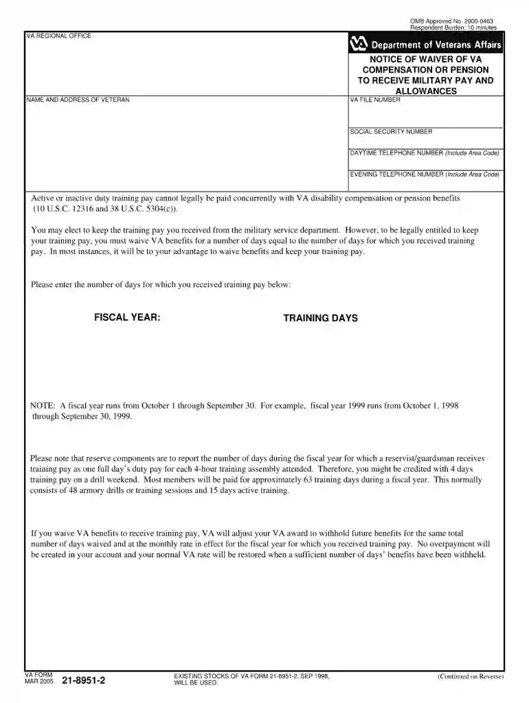 va form 21 8951 2 Preview on Page 1