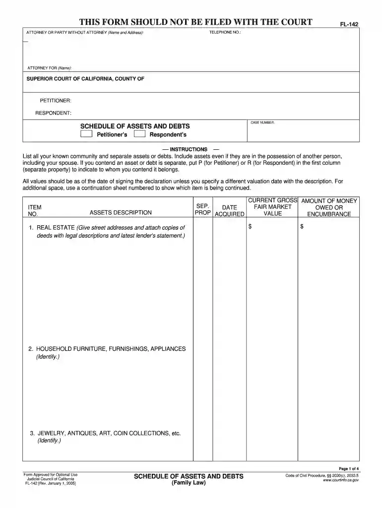 fl 142 2005 form Preview on Page 1