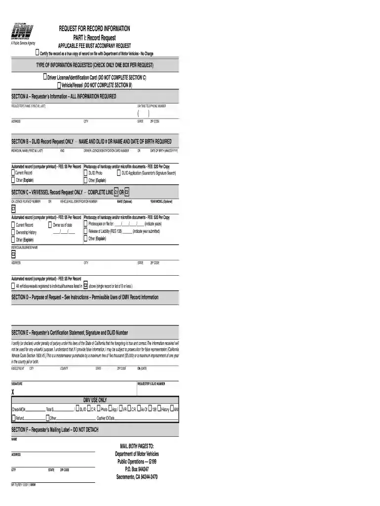 dmv form for handicap parking Preview on Page 1