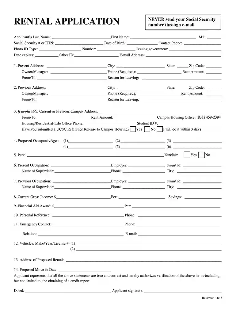 zillow rental application form pdf Preview on Page 1