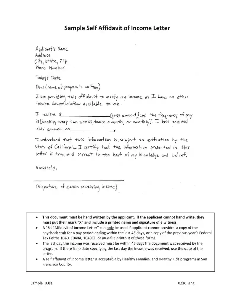 affidavit of income declaration sample Preview on Page 1