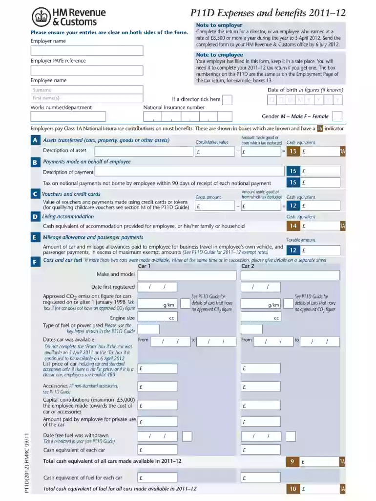 p11d form 23 24 template Preview on Page 1