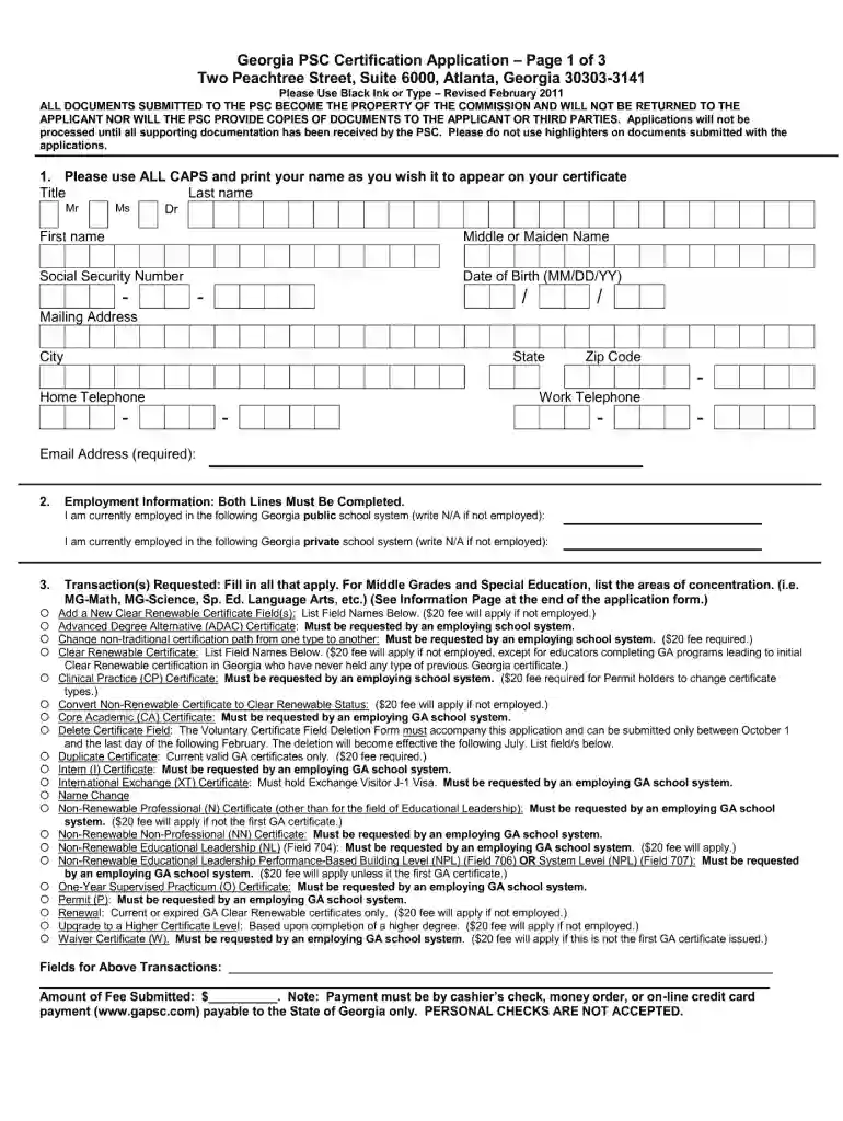 psc fillable form Preview on Page 1