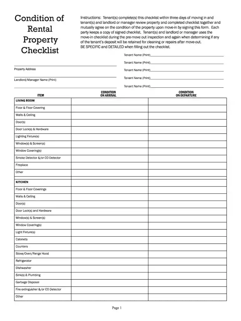 rental walkthrough checklist pdf Preview on Page 1